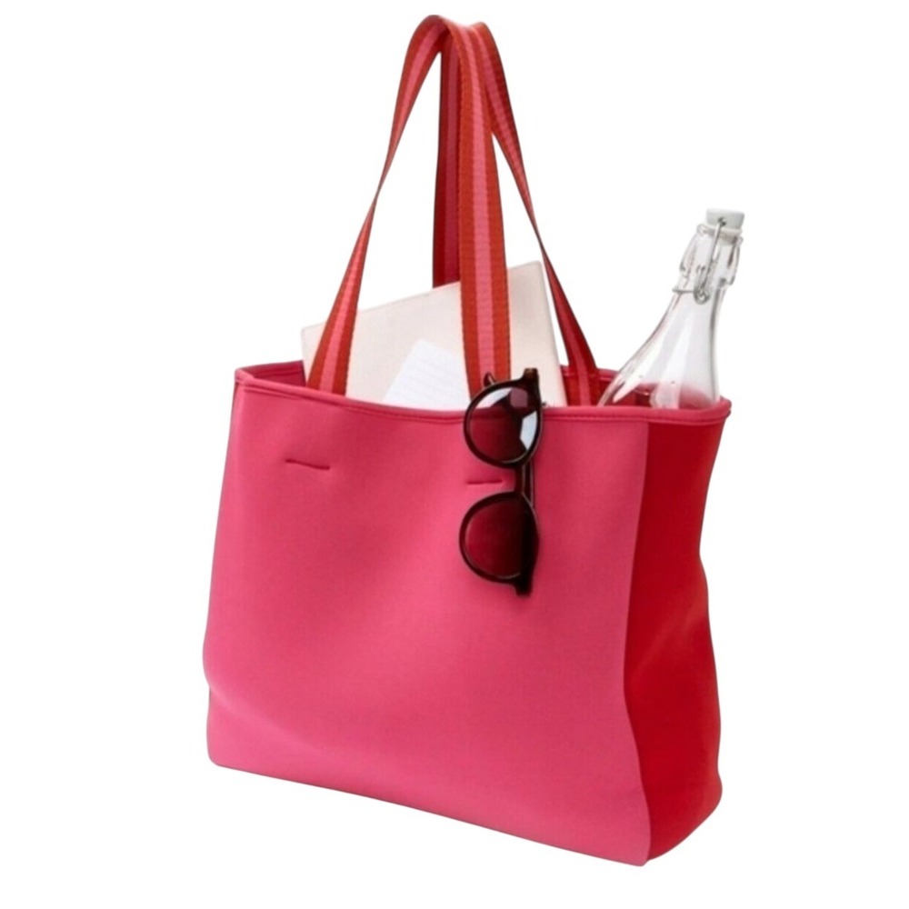 Summersalt Neoprene Beach Tote Hibiscus Lava Colorblock Pink Red Large‎ Bag
